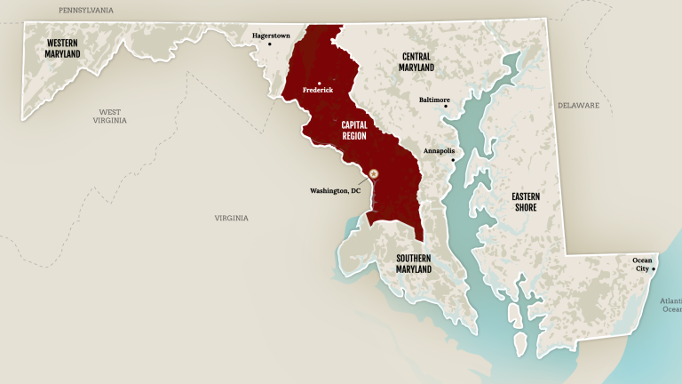 Map of Capital Region of Maryland for FHMD